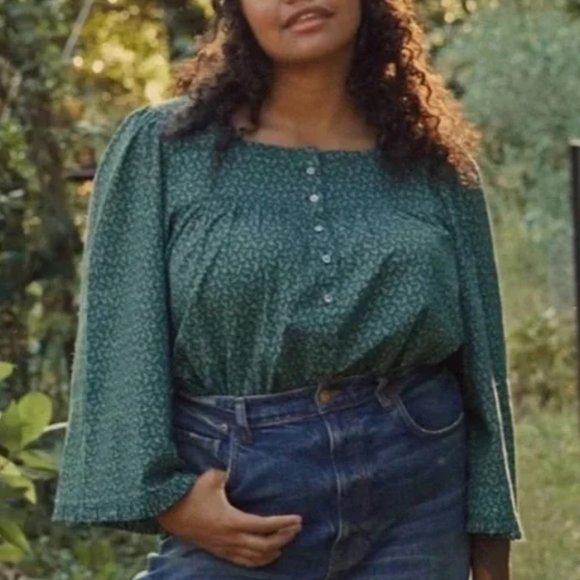 Doen Tops - NWT Doen Lunaria Top, Evergreen Winter Ditsy, size S